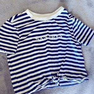 H&M “san fran u.s.a.” striped cropped tee